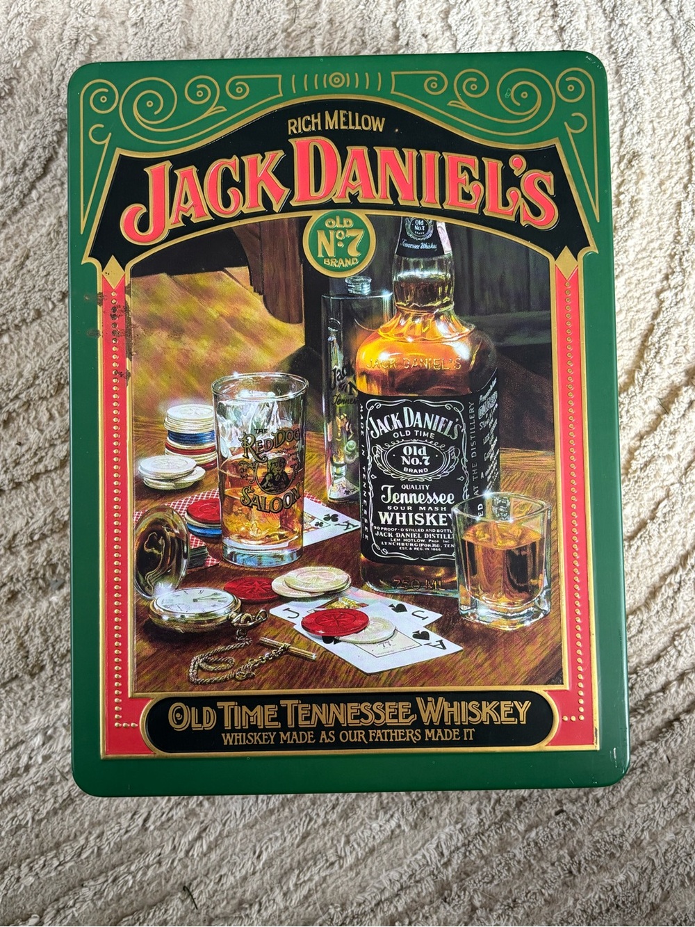 Jack Daniel's Green and Red Decorative Tin Sign